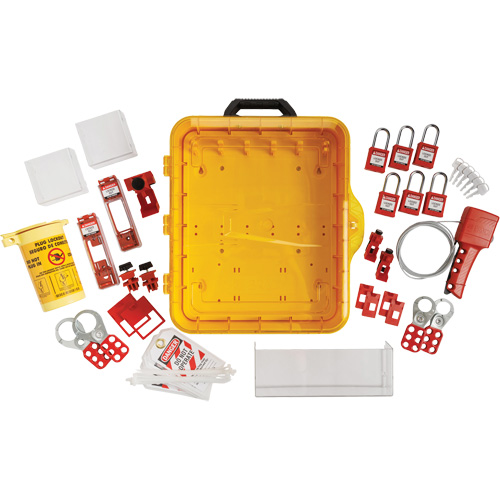 Station de cadenassage &eacute;lectrique avec cadenas de s&eacute;curit&eacute; en nylon &agrave; cl&eacute; identique, Cadenas Plastique, Capacit&eacute; de 55, Cadenas Compris St. Lawrence Industrial & Safety Supply
