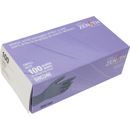 Gants jetables de calibre m&eacute;dical, Petit, Nitrile, 6 mils, Sans poudre, Noir, Classe 2 St. Lawrence Industrial & Safety Supply