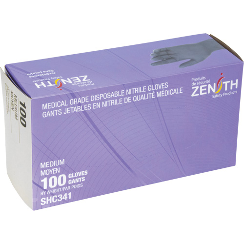 Medical Grade Disposable Gloves, Medium, Nitrile, 6-mil, Powder-Free, Black, Class 2 St. Lawrence Industrial & Safety Supply