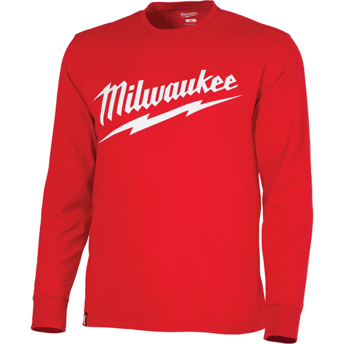 Heavy-Duty Long-Sleeved T-Shirt with Milwaukee&reg; Logo, Men's, Small, Red St. Lawrence Industrial & Safety Supply