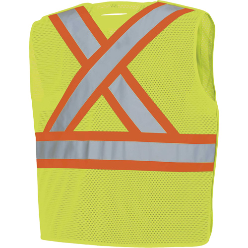 598P Tear-Away Mesh Safety Vest, High Visibility Lime-Yellow, Medium/Small, Polyester St. Lawrence Industrial & Safety Supply