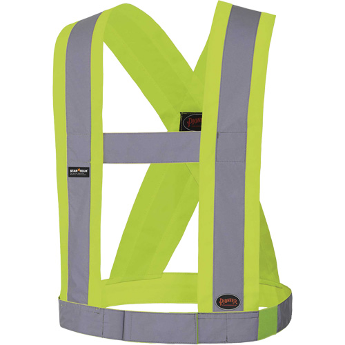 5492 4" Wide Adjustable Safety Sash, Meets/Exceeds CSA Z96 Class 2 - Level 2, High Visibility Lime-Yellow, Silver Reflective Colour, One Size St. Lawrence Industrial & Safety Supply