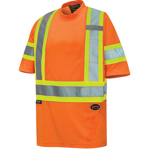 6970 Bird's-Eye Safety T-Shirt, Polyester, X-Small, High Visibility Orange St. Lawrence Industrial & Safety Supply