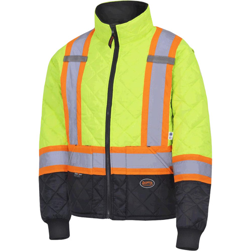 5016 Manteau matelass&eacute; pour cong&eacute;lateur, Polyester, Noir/Jaune lime haute visibilit&eacute;, T-petit St. Lawrence Industrial & Safety Supply