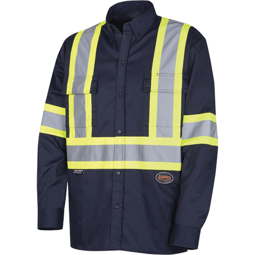 4414 Button-Down Work Shirt, Poly-Cotton, Small, Navy Blue St. Lawrence Industrial & Safety Supply