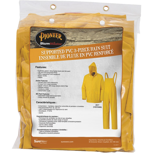 577 3-Piece Rain Suit, Polyester/PVC, 6X-Large, Yellow St. Lawrence Industrial & Safety Supply