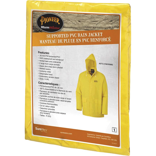 577J Rain Jacket, Polyester/PVC, Small, Yellow St. Lawrence Industrial & Safety Supply