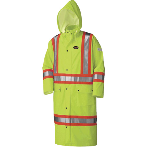 5897 Manteau long imperm&eacute;able et ignifuge, Grand, Jaune lime haute visibilit&eacute; St. Lawrence Industrial & Safety Supply
