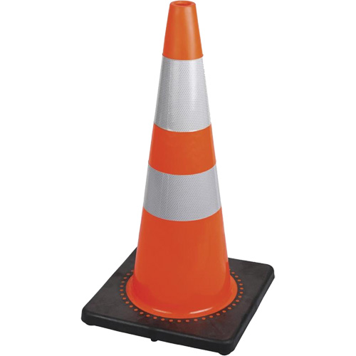 183 Premium Flexible Safety Cone, 28", Orange, 4" & 6" Reflective Collar(s) St. Lawrence Industrial & Safety Supply