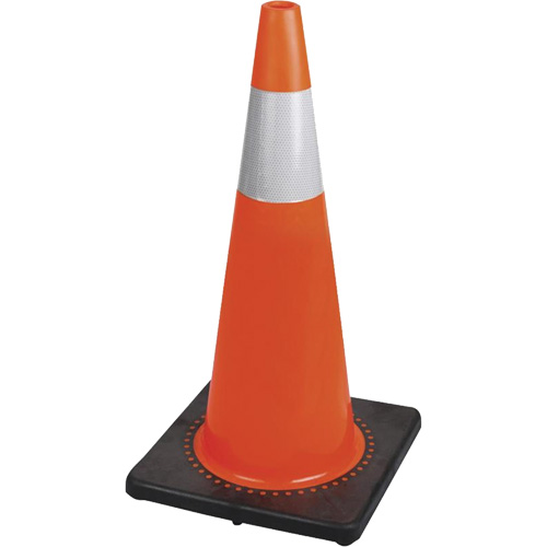 183N C&ocirc;ne de s&eacute;curit&eacute; flexible de premi&egrave;re qualit&eacute;, 28", Orange, Bande(s) r&eacute;fl&eacute;chissante(s) 4" St. Lawrence Industrial & Safety Supply