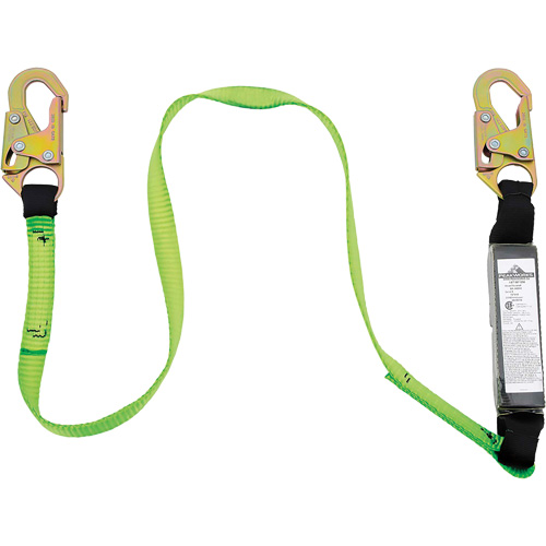 SA-5400-6 Shock Absorbing Lanyard, 6', Snap Hook Center, Snap Hook Leg Ends, Polyester St. Lawrence Industrial & Safety Supply