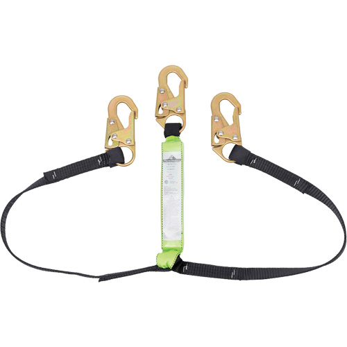 SA-64000-6 Shock Absorbing Lanyard, 6', Snap Hook Center, Snap Hook Leg Ends, Polyester St. Lawrence Industrial & Safety Supply