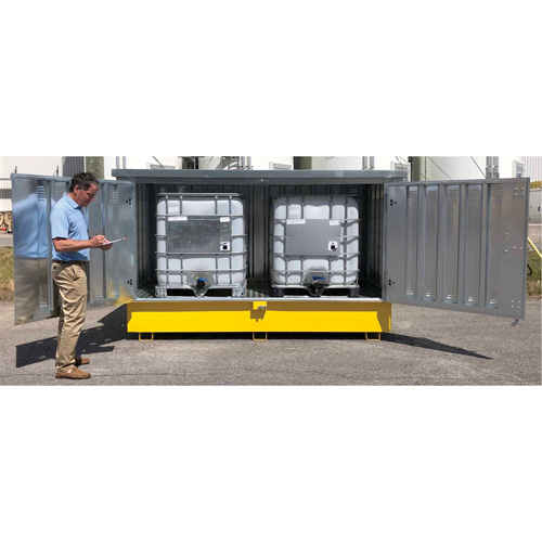 Steel Ultra-Twin IBC Hard Top, 123.4" L x 73.4" W x 66.4" H, 12250 lbs. Load Capacity St. Lawrence Industrial & Safety Supply
