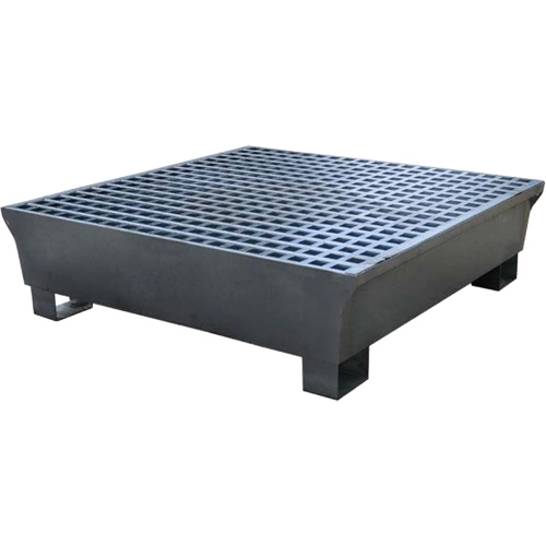 Ultra-Spill Pallet en acier, 4 barils, Capacit&eacute; de d&eacute;versement 68 gal. US, 49,1" x 47,1" x 10,9" St. Lawrence Industrial & Safety Supply