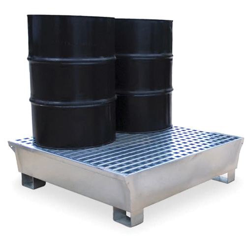 Ultra-Spill Pallet en acier, 4 barils, Capacit&eacute; de d&eacute;versement 68 gal. US, 49,1" x 47,1" x 10,9" St. Lawrence Industrial & Safety Supply