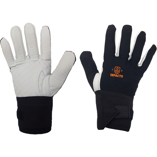 Gant r&eacute;sistant aux chocs main gauche, 7/Petit, Paume en Cuir fleur, Poignet &eacute;lastique St. Lawrence Industrial & Safety Supply