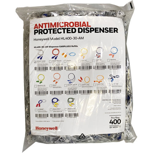 AS-30W Earplugs Refill for HL400 Dispenser, Bulk - Polybag, Corded St. Lawrence Industrial & Safety Supply