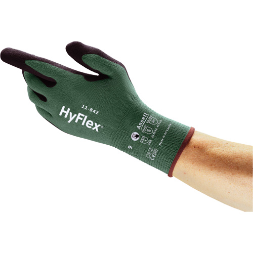 HyFlex&reg; 11-842 Sustainable Multi-Purpose Gloves, 5, Foam Nitrile Coating, 15 Gauge, Nylon Shell St. Lawrence Industrial & Safety Supply