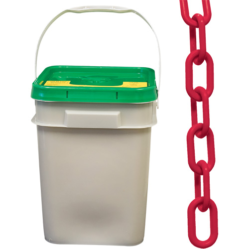 Chaîne de s&eacute;curit&eacute; en plastique robuste, Rouge, Maillon de 2", 120' de long St. Lawrence Industrial & Safety Supply