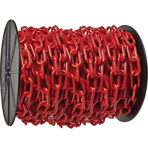 Heavy-Duty Plastic Safety Chain, Red, 2" Link, 100' Length St. Lawrence Industrial & Safety Supply