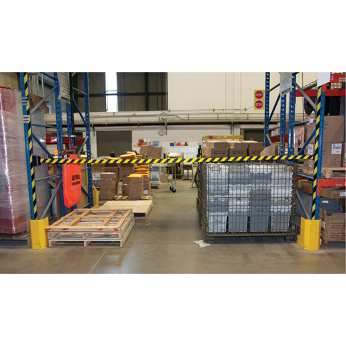 Magnetic Wall Mount Barrier with Magnetic Tape, Plastic, Magnetic Mount, 15', Black and Yellow Tape St. Lawrence Industrial & Safety Supply