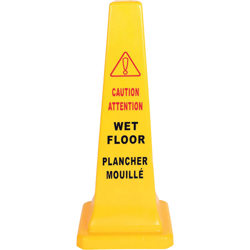 C&ocirc;ne d'avertissement de plancher mouill&eacute;, Bilingue avec pictogramme St. Lawrence Industrial & Safety Supply
