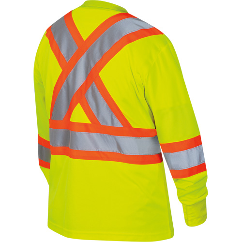 6969 Women's Bird's-Eye Long-Sleeved Safety Shirt, Polyester, X-Small, High Visibility Lime-Yellow St. Lawrence Industrial & Safety Supply