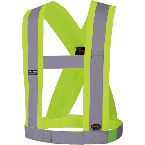 5493 High-Visibility 4" Wide Adjustable Safety Sash, Meets/Exceeds CSA Z96 Class 2 - Level 2, High Visibility Lime-Yellow, Silver Reflective Colour, One Size St. Lawrence Industrial & Safety Supply