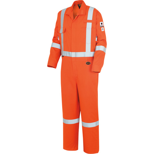 7708A "The Rock" FR-Tech&reg; High Visibility FR/Arc Rated Coveralls, Size 36, High Visibility Orange, 10 cal/cm² St. Lawrence Industrial & Safety Supply