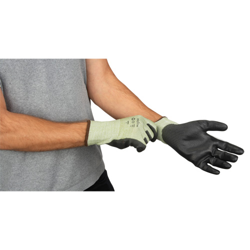 Gants &eacute;lastiques &eacute;cologiques sans coutures r&eacute;sistants &agrave; la coupe, Taille 10, Calibre 13, Rev&ecirc;tement Polyur&eacute;thane, Enveloppe en PEHP/rPET, ASTM ANSI niveau A4 St. Lawrence Industrial & Safety Supply