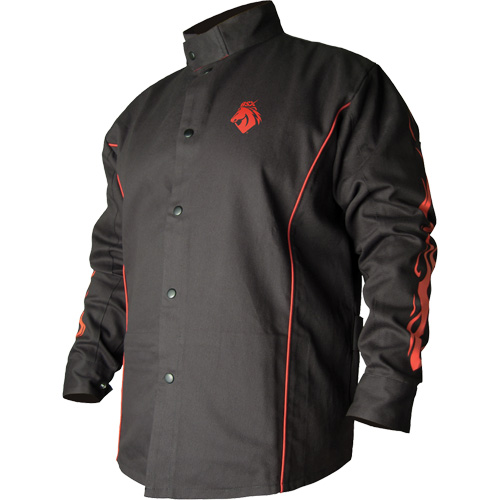Veste de soudage BSX ignifuge profil&eacute;, Coton, Petit, Noir St. Lawrence Industrial & Safety Supply