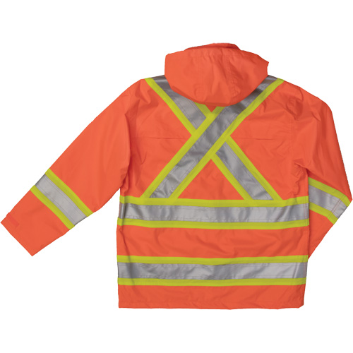 Ripstop Safety Rain Jacket, Polyester, X-Small, High Visibility Orange St. Lawrence Industrial & Safety Supply