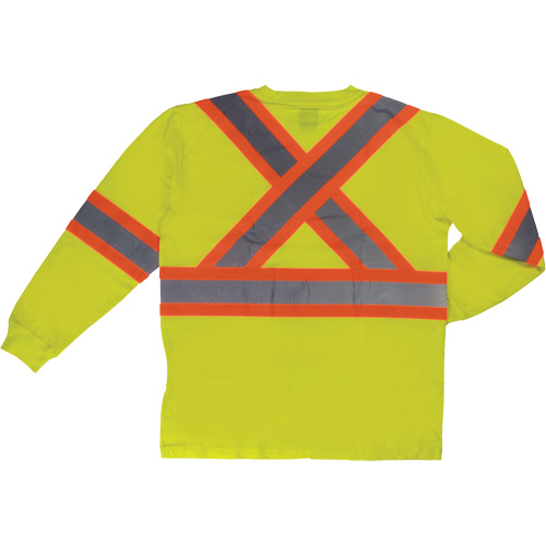 Long Sleeve Safety T-Shirt, Cotton, X-Small, High Visibility Lime-Yellow St. Lawrence Industrial & Safety Supply