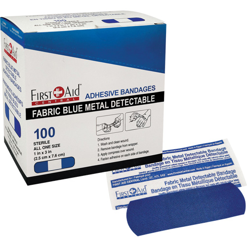 Bandages, Rectangular/Square, 3", Fabric Metal Detectable, Sterile St. Lawrence Industrial & Safety Supply