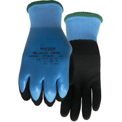 Stealth Black Ops Water-Resistant Gloves, Size Small, 15 Gauge, Rubber Latex Coated, Glass Fibre/Polyester Shell, ASTM ANSI Level A4 St. Lawrence Industrial & Safety Supply