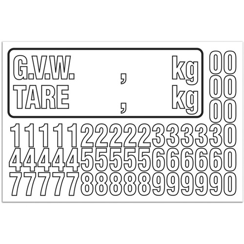 Trousse de num&eacute;rotation de la masse brute du v&eacute;hicule (MBV) pour camion, Num&eacute;ros/lettres/ponctuation assortis, Blanc St. Lawrence Industrial & Safety Supply