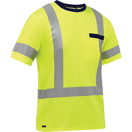 Bisley&reg; X-Back Short Sleeve Shirt, Poly-Cotton, Small, High Visibility Lime-Yellow St. Lawrence Industrial & Safety Supply