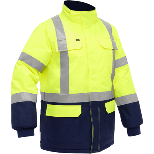 Bisley&reg; X-Back Extreme Cold Jacket with Navy Bottom, Polyester, High Visibility Lime-Yellow, Large St. Lawrence Industrial & Safety Supply