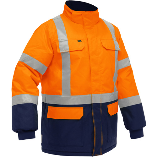 Bisley&reg; X-Back Extreme Cold Jacket with Navy Bottom, Polyester, High Visibility Orange, Small St. Lawrence Industrial & Safety Supply