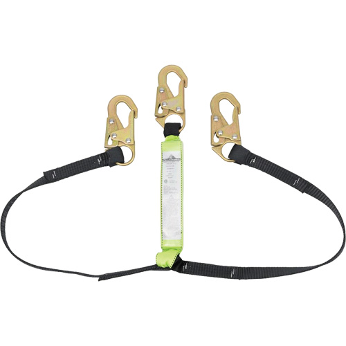 SA-64000-4 Shock Absorbing Lanyard, 4', Snap Hook Center, Snap Hook Leg Ends, Polyester St. Lawrence Industrial & Safety Supply