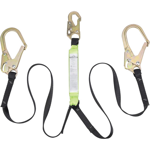 SA-64022-6 Shock Absorbing Lanyard, 6', Form Hook Center, Snap Hook Leg Ends, Polyester St. Lawrence Industrial & Safety Supply