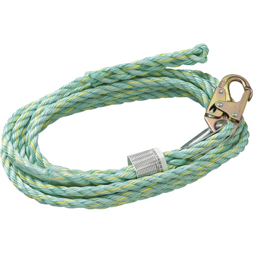 VL-1125-25 Vertical Lifeline Rope with Anchor End Snap Hook & Trailing End Back Splice, Copolymer St. Lawrence Industrial & Safety Supply