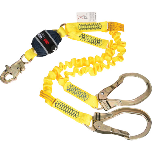 Longe &eacute;lastique d'ancrage double &agrave; amortisseur de choc en sangle, 6', Point d'ancrage &agrave; Crochet d'armature, Crochet mousqueton aux jambes St. Lawrence Industrial & Safety Supply