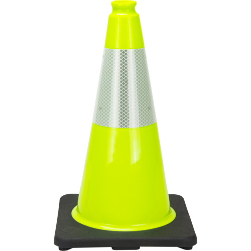 Premium Traffic Cone, 18", Lime Green, 6" Reflective Collar(s) St. Lawrence Industrial & Safety Supply