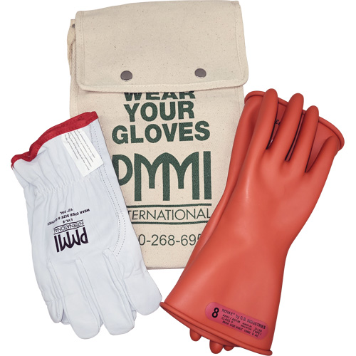 Rubber Electrical Insulating Glove Kit, ASTM Class 0, Size 8, 11" L St. Lawrence Industrial & Safety Supply