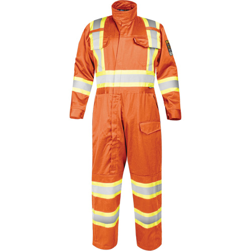 Combinaison ignifug&eacute;e avec bandes haute visibilit&eacute;, Taille Petit, Orange St. Lawrence Industrial & Safety Supply