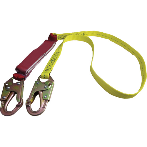 External Energy Absorber Lanyard with 3/4" Hook, 6', Snap Hook Center, Snap Hook Leg Ends, Polyester St. Lawrence Industrial & Safety Supply