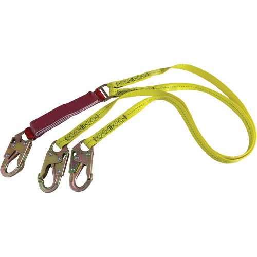 External Energy Absorber Lanyard with 3/4" Hooks, 6', Snap Hook Center, Snap Hook Leg Ends, Polyester St. Lawrence Industrial & Safety Supply