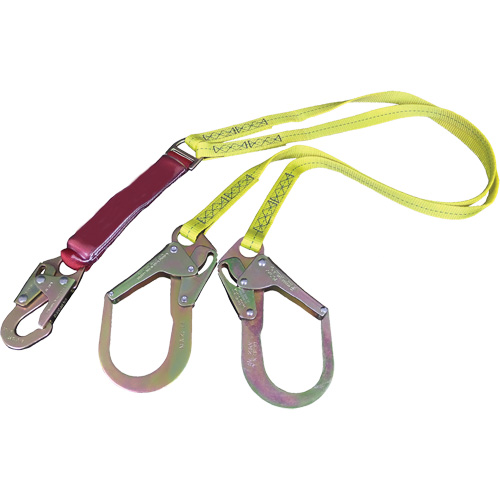 External Energy Absorber Lanyard with 2-1/4" Hooks, 6', Snap Hook Center, Snap Hook Leg Ends, Polyester St. Lawrence Industrial & Safety Supply