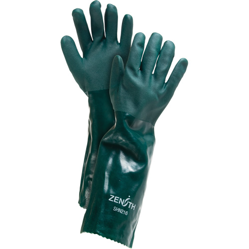 Gants verts &agrave; double enduit, 18" lo, PVC, Doublure en Jersey de coton, 70 mils St. Lawrence Industrial & Safety Supply